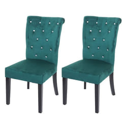 Chaises de salle à manger - Décoshop26 - Lot de 2 - Velours vert foncé - Pieds en bois noir - Design élégant