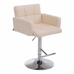 Tabouret de bar - TDB10781 - Similicuir crème - Accoudoirs - Dossier confortable - Réglable en hauteur