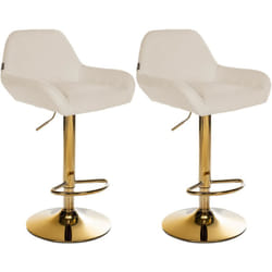 Lot de 2 tabourets de bar repose-pieds en forme d'arc en métal doré assise en tissu crème TDB10792