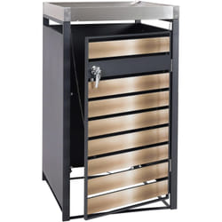Décoshop26 - Abri poubelle avec bac à plantes porte verrouillable 125 x 68 x 80 cm métal anthracite doré 040005703