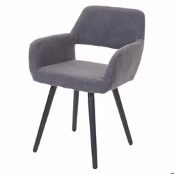 Chaise de salle à manger - Retro - Tissu gris - Pieds en bois massif - 1 place - Design vintage