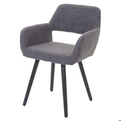 Chaise de salle à manger - Retro - Tissu gris - Pieds en bois massif - 1 place - Design vintage