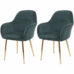 2x chaise de salle à manger design rétro velours vert, pieds dorés Cette chaise chic impressionne par son superbe look et sa ...