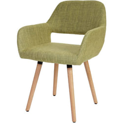 Chaise de salle à manger bureau visiteur sans roulette design rétro en tissu vert clair pied en métal 040002153