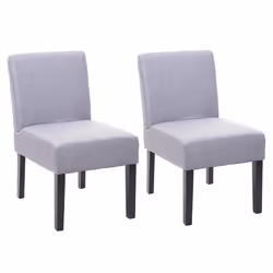 Lot de 2 chaises a manger en tissu gris clair pieds en bois design simple siege extra long 04_0000394