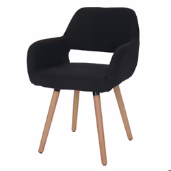 Chaise de salle à manger - Design Rétro - Tissu Noir - Pieds en Bois Clair - 1 Place - Vintage