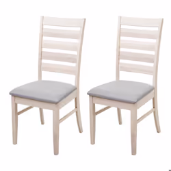 Lot de 2 chaises de salle à manger cuisine chaise tissu gris et bois massif clair