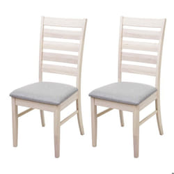 Lot de 2 chaises de salle à manger cuisine chaise tissu gris et bois massif clair