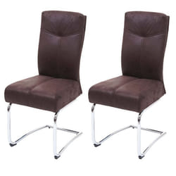 Chaises de salle à manger - Décoshop26 - Lot de 2 - Confortables - Modernes - Textile daim marron