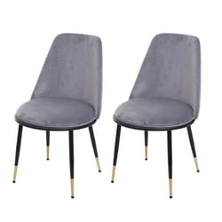 Chaises de salle à manger - Chic - Velours gris - Assise arrondie - Pieds en métal - Lot de 2