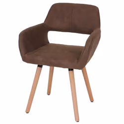 Chaise de salle à manger - Design rétro - Tissu marron - Pieds en bois massif - Confort élevé - 1 place