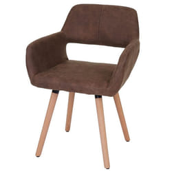 Chaise de salle à manger - Design rétro - Tissu marron - Pieds en bois massif - Confort élevé - 1 place