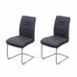 Lot de 2 chaises de salle à manger cuisine en tissu gris fonce et acier ino par ydable coutures decoratives