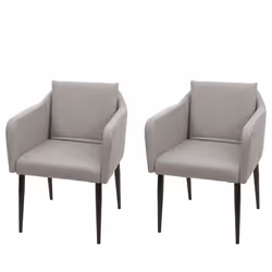 2 par chaises de salle à manger cuisine en synthetique taupe gris pieds en metal design moderne