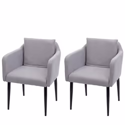 2x chaises de salle a manger cuisineen tissu gris pieds en metal design moderne 04_0000419