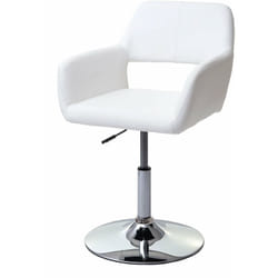 Chaise de salle à manger bureau design rétro synthétique blanc pied chrome 040002165