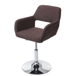 Chaise à manger - Design rétro chic - Tissu marron - Pied chrome - Réglable en hauteur - 360° pivotante