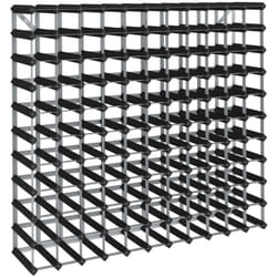 Casier range bouteilles étagère de rangement vin pour 120 bouteilles en bois de pin et acier noir DEC024296