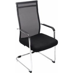 Chaise pour visiteur fauteuil de bureau avec accoudoirs noir pieds chromé BUR10144