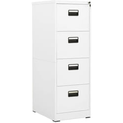 Caissons à tiroirs meuble de bureau avec 4 tiroirs et 1 serrure 46 x 62 x 133 cm en acier blanc DEC024521