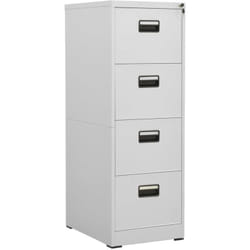 Caissons à tiroirs meuble de bureau armoire à dossiers 4 tiroirs 46 x 62 x 133 cm acier gris clair DEC024536