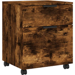 Caissons à tiroirs meuble de bureau mobile sur roulettes mdf couleur chêne fumé 45 x 38 x 54 cm DEC024561