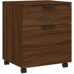 Décoshop26 - Caissons à tiroirs meuble de bureau sur roulettes couleur chêne marron 45 x 38 x 54 cm bois d'ingénierie DEC024562