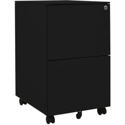Caissons à tiroirs meuble de bureau sur roulettes avec 2 tiroirs 39 x 45 x 67 cm en acier noir DEC024583