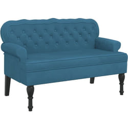 Décoshop26 - Banquette banc canapé avec dossier capitonné et accoudoirs 119,5 x 64,5 x 75 cm en velours bleu DEC024639