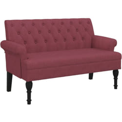 Banquette banc avec dossier capitonné et accoudoirs 120 x 62 x 75,5 cm en tissu rouge bordeaux DEC024659