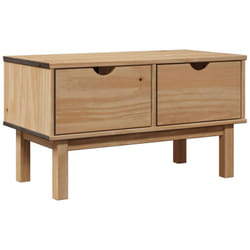 Banc banquette de couloir avec deux tiroirs de rangement 80 x 40 x 45 cm en bois de pin massif brun DEC024706