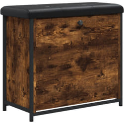 Banc de rangement à chaussures avec tiroir rabattable bois d'ingénierie couleur chêne fumé 62 x 32 x 56 cm DEC024822