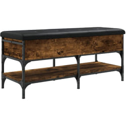 Banc de rangement à chaussures avec compartiment de rangement et coussin d'assise noir 102 x 42 x 45 cm en bois d'ingénierie couleur chêne fumé