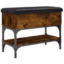 Banc de rangement à chaussures - DEC024843 - Chêne fumé - Noir - 62x32x45 cm - Simili cuir