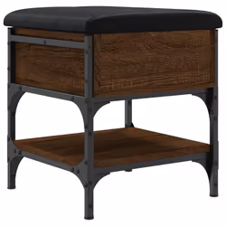 Banc tabouret de rangement à chaussures - DEC02486 - Chêne marron - Coussin noir - 42x42x45 cm - 110 kg