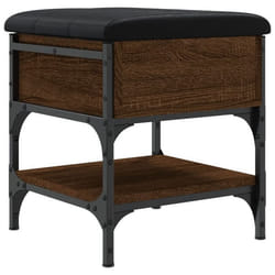 Banc tabouret de rangement à chaussures - DEC02486 - Chêne marron - Coussin noir - 42x42x45 cm - 110 kg