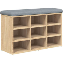 Banc de rangement à chaussures couleur chêne 82 x 32 x 50 cm bois d'ingénierie brun DEC024897