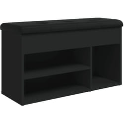 Banc de rangement à chaussures 82 x 32 x 45,5 cm bois d'ingénierie noir DEC024924