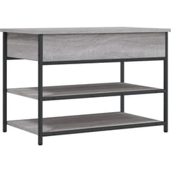 Banc de rangement à chaussures avec compartiment et 2 étagères 70 x 42,5 x 50 cm en bois d'ingénierie couleur sonoma gris DEC024945