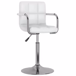 Tabouret de bar - DEC - DEC025035 - PVC blanc - Acier chrome - Hauteur réglable