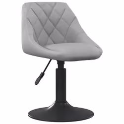 Chaise de salle à manger - DEC025040 - Velours gris clair - Hauteur réglable - Pivotante - Acier noir