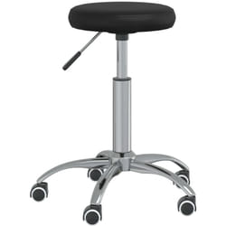 Tabouret de travail sur roulettes hauteur réglable cadre en acier siège en PVC noir DEC025049