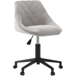 Chaise pivotante de bureau sur roulettes siège en velours gris clair cadre en acier noir DEC025084