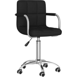 Tabouret de travail chaise de bureau sur roulettes en tissu noir et acier chromé DEC025117