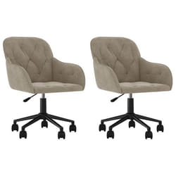 Chaises de salle à manger - DEC - Lot de 2 - Velours gris clair - Hauteur réglable - Pivotantes sur roulettes