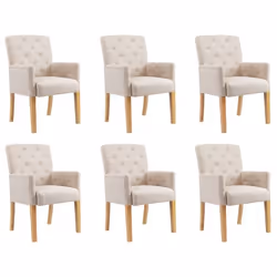 Chaises de salle à manger - DEC - Lot de 6 - Tissu beige - Accoudoirs - Design contemporain