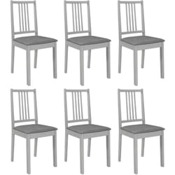 Lot de 6 chaises de salle à manger avec coussins d'assise design classique cadre en bois gris DEC025469