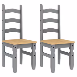 Set de 2 chaises - DEC025497 - Bois massif de pin gris - Design rustique - Facile à nettoyer - 110 kg max