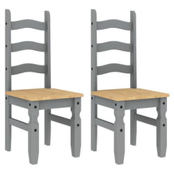 Set de 2 chaises - DEC025497 - Bois massif de pin gris - Design rustique - Facile à nettoyer - 110 kg max