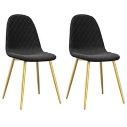 Chaises de salle à manger - DEC - Design moderne - Velours noir - Lot de 2 - Pieds chromés dorés